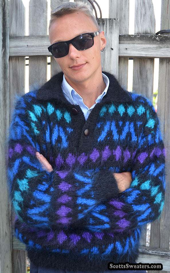 Men's Icelandic Polo-neck Mohair Sweater
