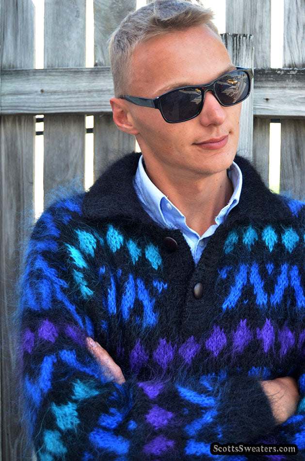 Men's Icelandic Polo-neck Mohair Sweater