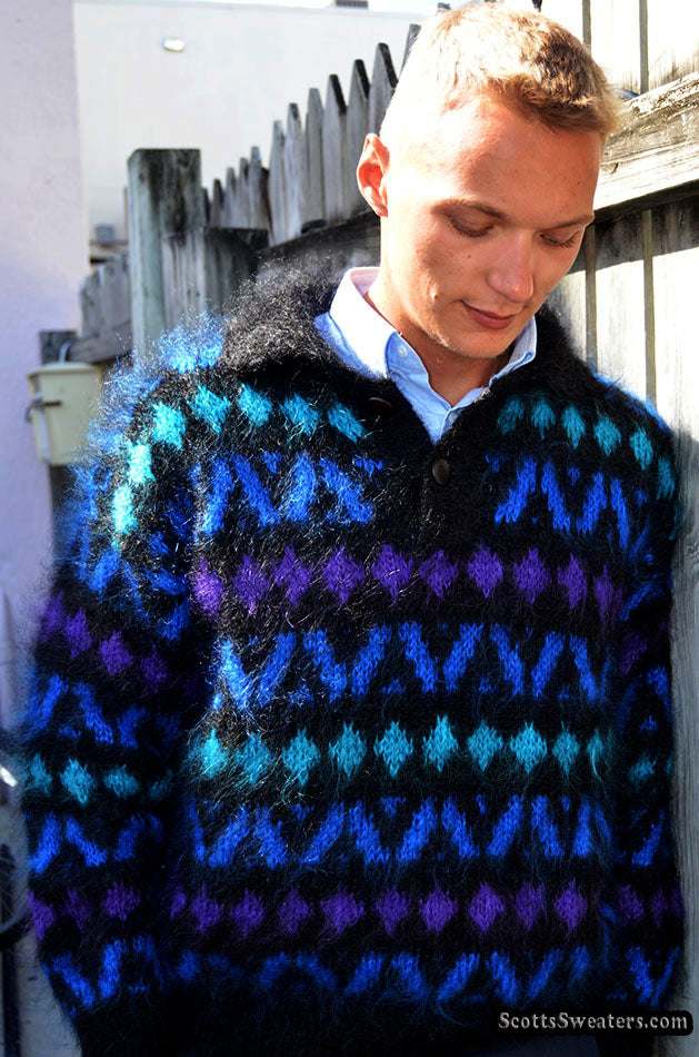 Men's Icelandic Polo-neck Mohair Sweater