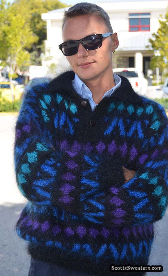 Men's Icelandic Polo-neck Mohair Sweater