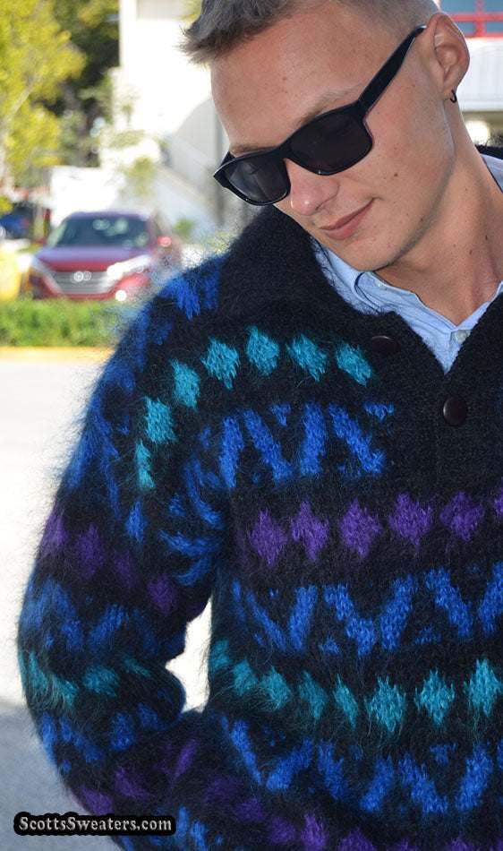 Men's Icelandic Polo-neck Mohair Sweater