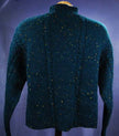 Woman's emerald-green 100% wool mock-turtleneck sweater with textured knit pattern