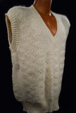New men's New Zealand Mohair V-neck sweater vest in natural white and navy colors