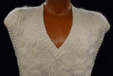 New Zealand Mohair men's V-neck sweater vest in natural white and navy by Tirorroa