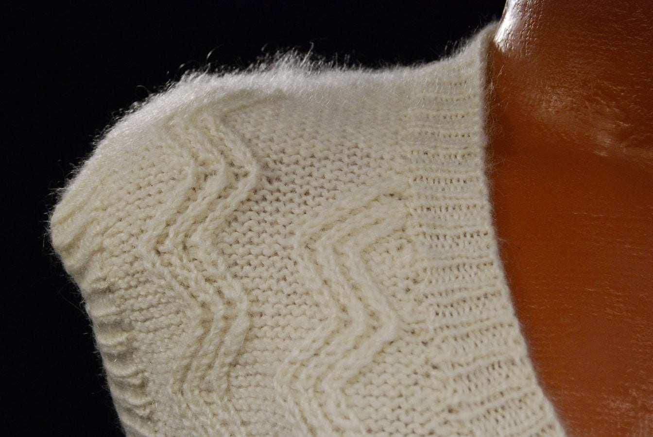New Zealand Mohair men's V-neck sweater vest in natural white and navy by Tirorroa