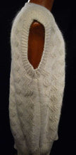 New Zealand Mohair men's V-neck sweater vest in natural white and navy by Tirorroa