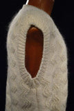 New Zealand Mohair men's V-neck sweater vest in natural white and navy by Tirorroa