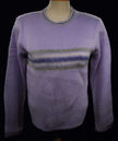 Girl's purple brushed acrylic crewneck pullover medium with striped detail
