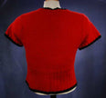 Teen girl's red short-sleeved angora cropped sweater with black trim by The Limited