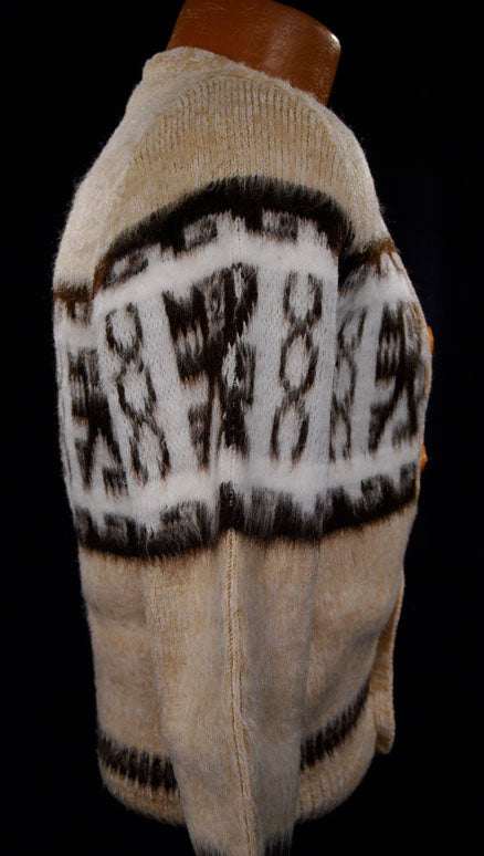 Small boy's soft tan alpaca cardigan sweater, large size available only