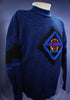 Men's Retro Bugle Boy matching royal blue crewneck sweaters for men and boys