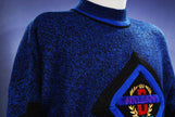 Men's Retro Bugle Boy royal blue acrylic crewneck sweaters matching set