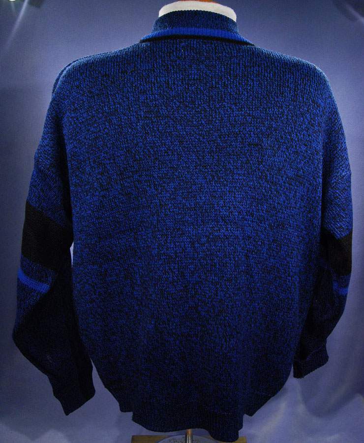 Men's Retro Bugle Boy royal blue acrylic crewneck sweaters matching set for men and boys