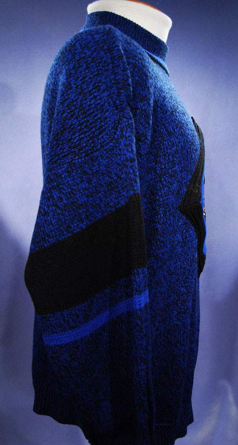 Men's Retro Bugle Boy royal blue acrylic crewneck sweaters matching set for men and boys