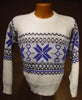Men's white acrylic snowflake retro crewneck sweater by Alfredo medium size