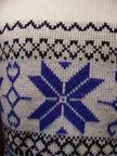 Men's snowflake retro crewneck sweater white acrylic blue design medium size by Alfredo