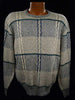 Men's grey cotton crew neck pullover sweater with white-green-blue design by Jantzen medium size