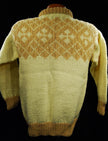 Child's yellow hand-knit wool-acrylic sweater with coffee neck and chest design