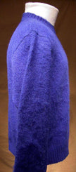Royal blue fuzzy retro crewneck brushed wool sweater by Tommy Hilfiger, size Small-Medium 42