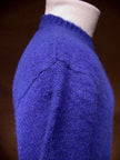 Royal blue fuzzy retro crewneck brushed wool sweater by Tommy Hilfiger, size Small-Medium 42