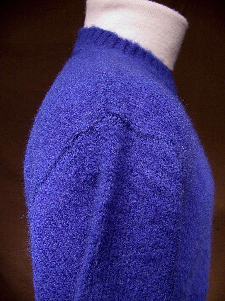 Royal blue fuzzy retro crewneck brushed wool sweater by Tommy Hilfiger, size Small-Medium 42
