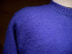 Royal blue fuzzy retro crewneck brushed wool sweater by Tommy Hilfiger, size Small-Medium 42