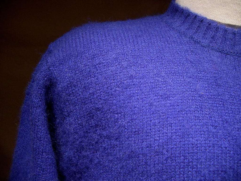 Royal blue fuzzy retro crewneck brushed wool sweater by Tommy Hilfiger, size Small-Medium 42