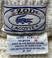 Men's Classic Retro Izod Lacoste cardigan tennis sweater with striped trim and vintage crocodile logo