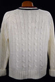 Men's Classic Retro Izod Lacoste cardigan tennis sweater with striped trim and crocodile logo