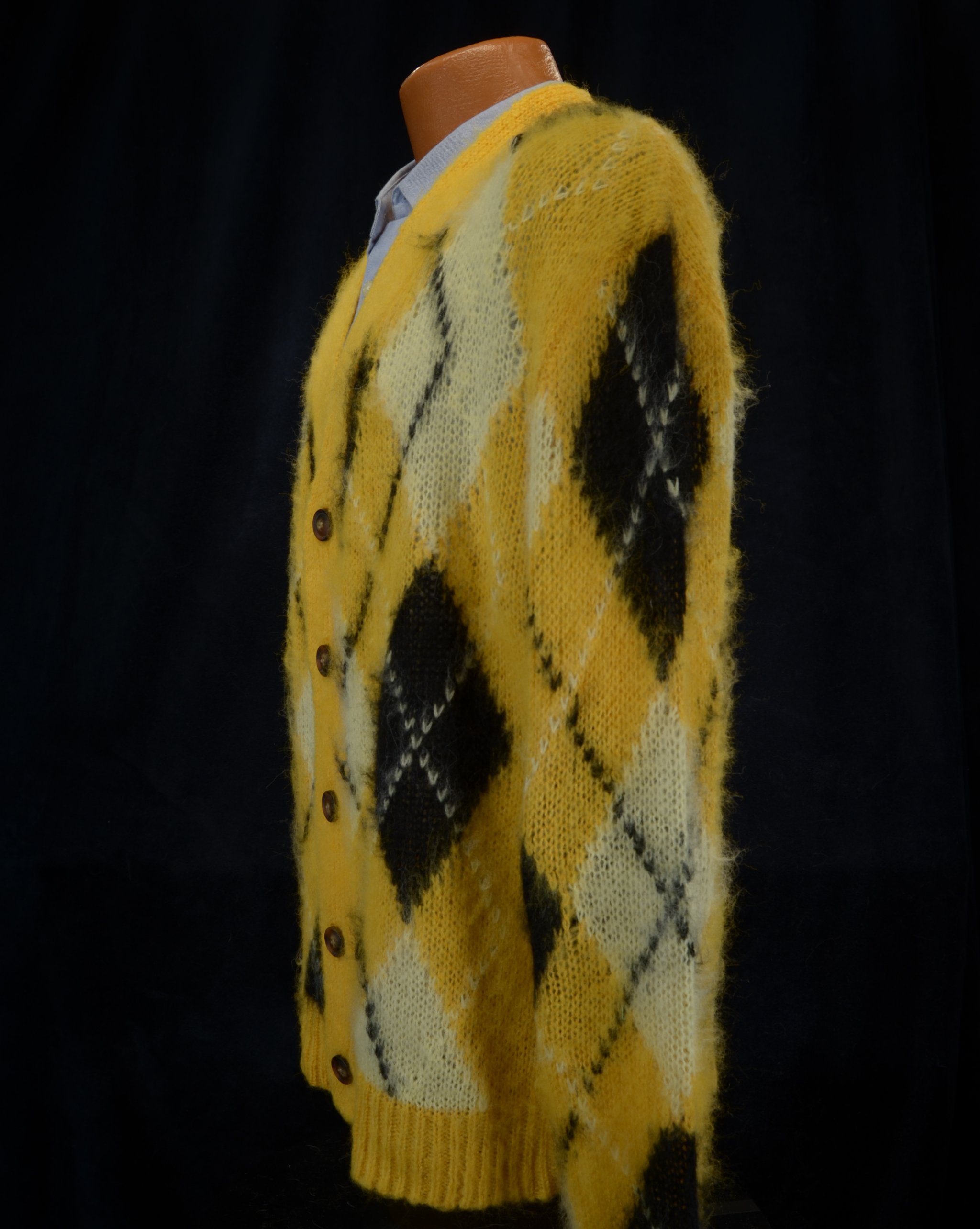 Men's Mohair Cardigan Lightweight Argyle pattern