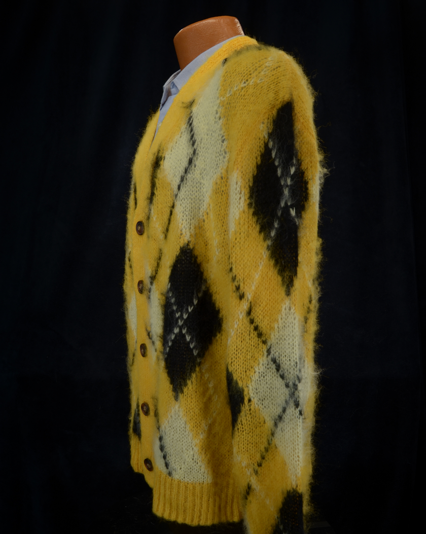 Men's Mohair Cardigan Lightweight Argyle pattern