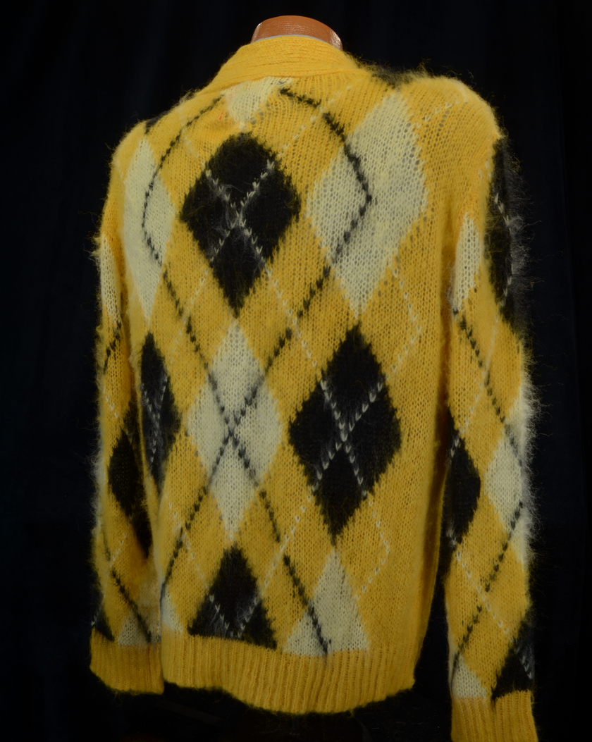 Men's Mohair Cardigan Lightweight Argyle pattern
