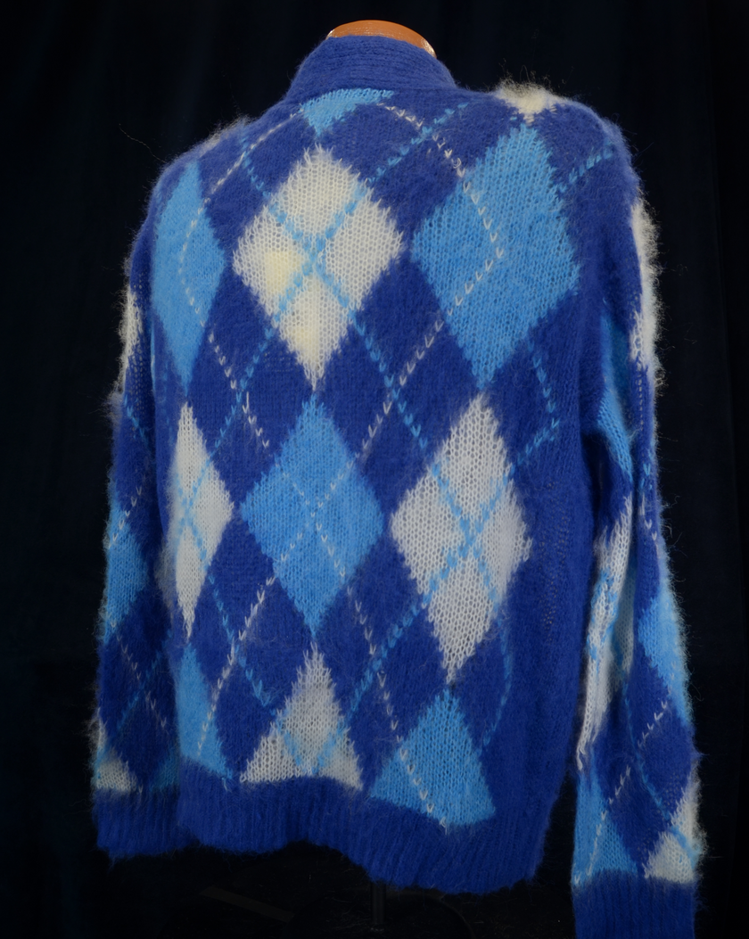 Men's Mohair Cardigan Lightweight Argyle pattern