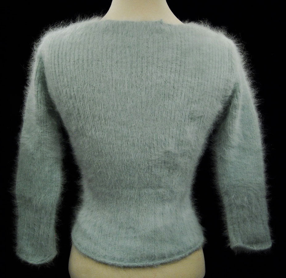 Woman's Sexy Cropped 3/4-Sleeve Angora Sweater