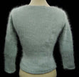 Woman's sexy cropped 3/4-sleeve angora ribbed pullover sweater in light gray