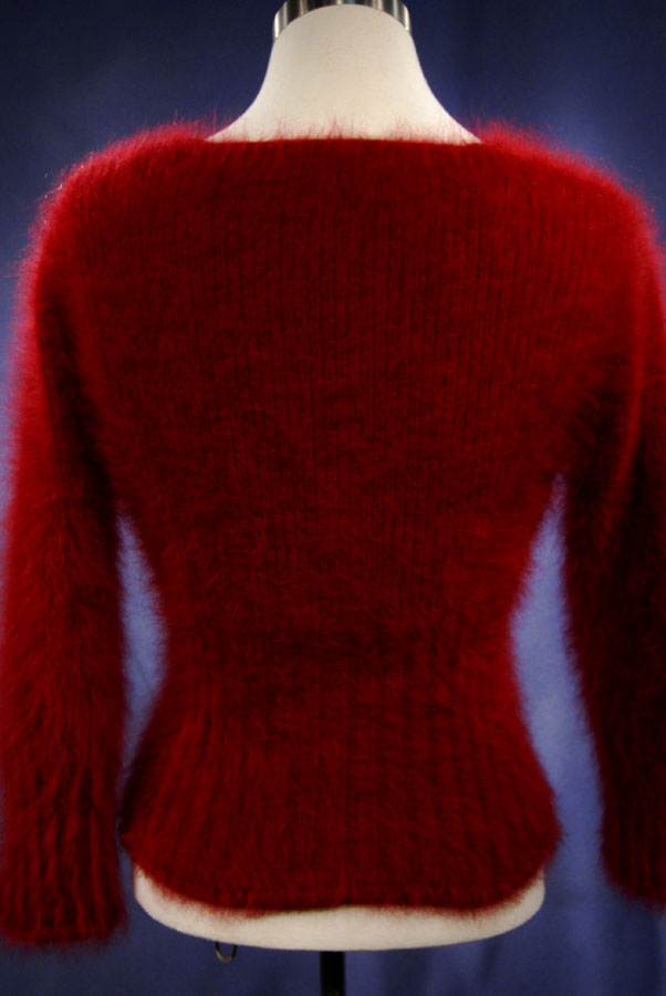 Woman's Sexy Cropped 3/4-Sleeve Angora Sweater