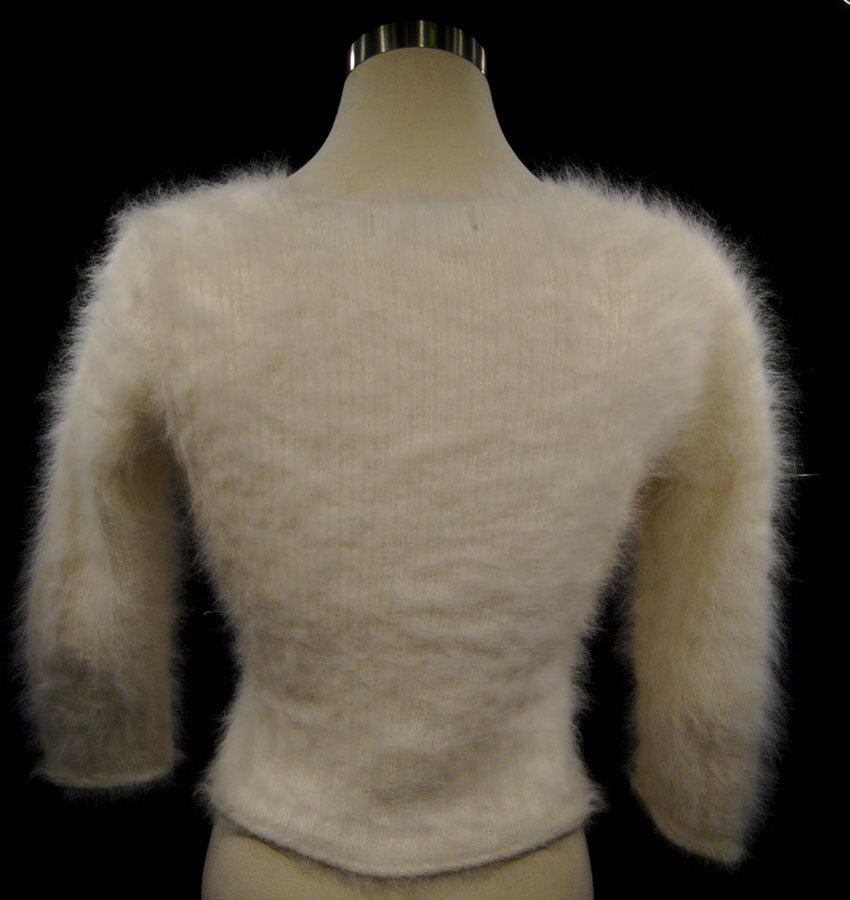 Woman's Sexy Cropped 3/4-Sleeve Angora Sweater