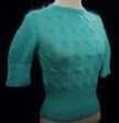 Girl's pale-green short-sleeve mohair crewneck sweater, size small, summer-weight knit