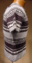 Teen girl's multi-tone grey short-sleeve angora sweater by Limited Too, soft and fuzzy pullover in size XL/16.