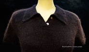 Woman's navy-blue short-sleeve angora polo-neck sweater by The Limited, medium size