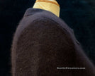 Woman's navy-blue short-sleeve angora polo-neck sweater by The Limited, soft and fuzzy texture, medium size