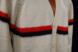 Men's Alpaca Sweater White with Stripes
