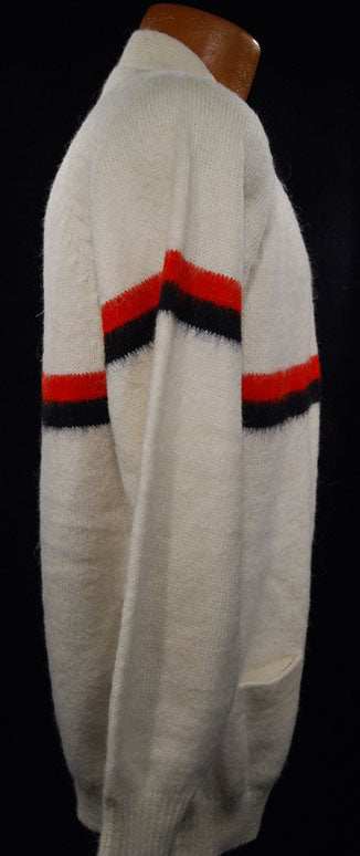 Men's Alpaca Sweater White with Stripes