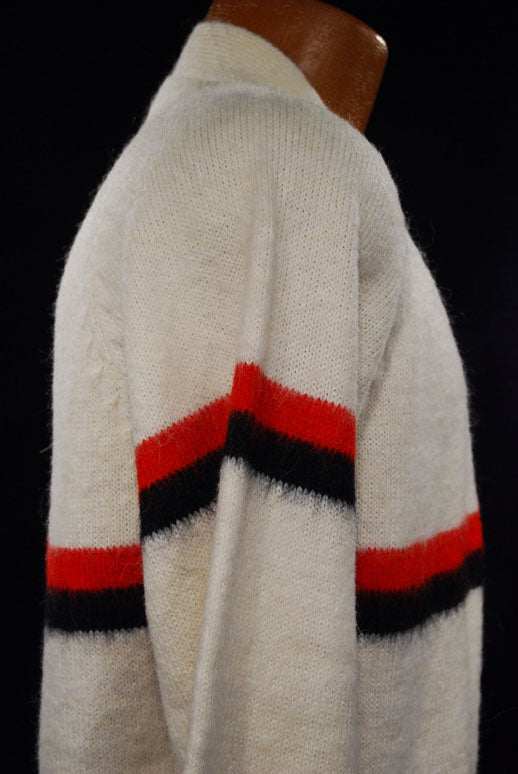 Men's Alpaca Sweater White with Stripes