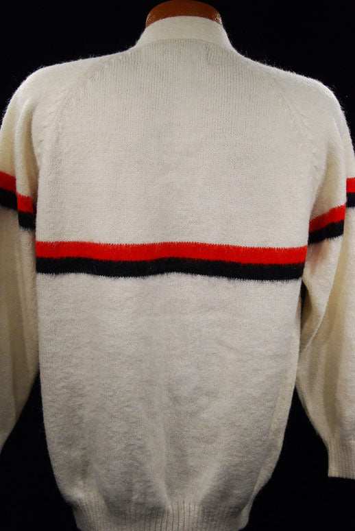 Men's Alpaca Sweater White with Stripes