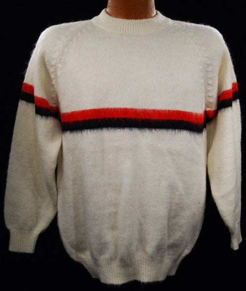 Men's Alpaca Sweater White with Stripes