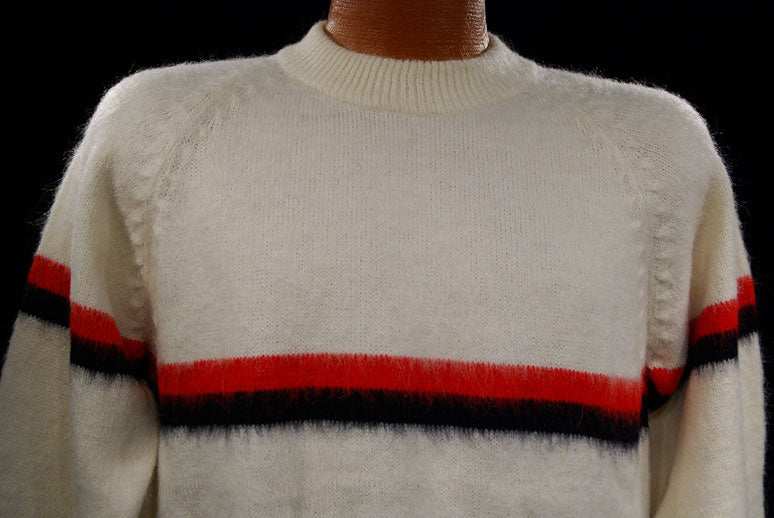 Men's Alpaca Sweater White with Stripes