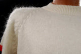 Men's Alpaca Sweater White with Stripes