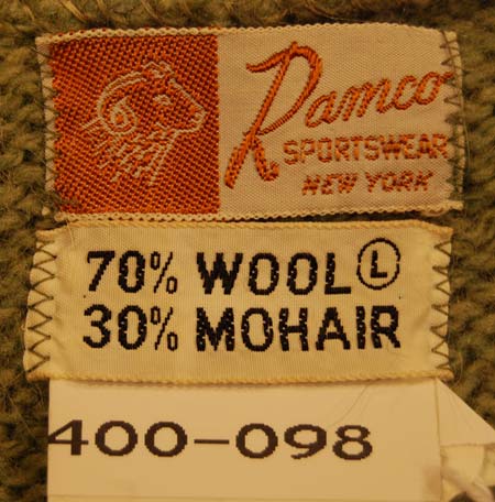 Retro Hellgrüner Mohair-Pullover mit V-Ausschnitt