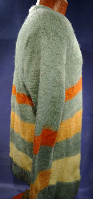 Retro Hellgrüner Mohair-Pullover mit V-Ausschnitt